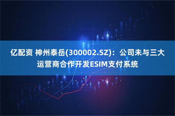 亿配资 神州泰岳(300002.SZ)：公司未与三大运营商合作开发ESIM支付系统